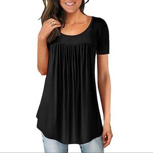 Black Women's Shirts Casual Blouse Short Sleeve